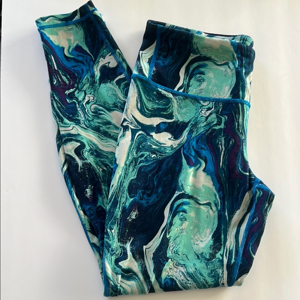 Patagonia Blue and Green Caribbean Marble‎ Leggings Size M
